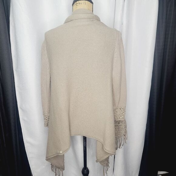 Anthropologie Pure Handknit Crochet Trim Slouchy Shawl Sweater - Picture 6 of 16